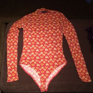 Floral long sleeve leotard